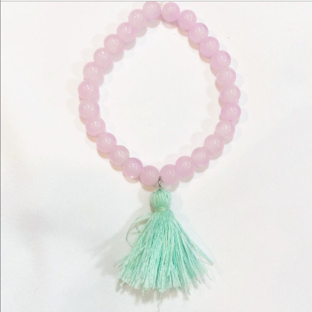 PINK & MINT GREEN TASSEL BRACELET